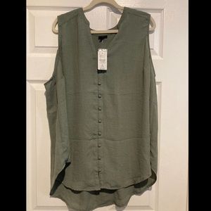 Torrid - Harper Light Olive Gauze Button Front 3X